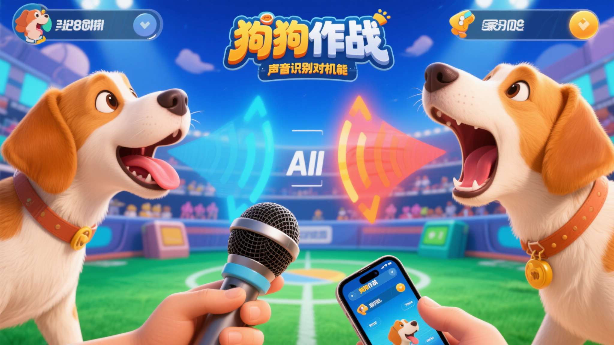 《汪汪大作战》是一款主打声音识别对抗机制的休闲竞技游戏。玩家无需复杂的操作技巧，
